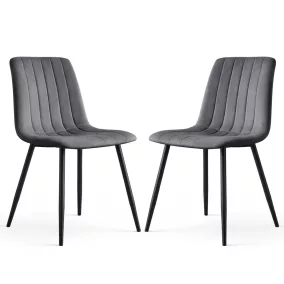   AKORD LIVO Étkezőszék Welur Sötét Grafit Fekete Lábakkal 2 db