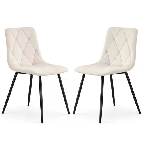 AKORD MILO Kárpitozott Pikírozott Szék Welur Bézs Fekete Lábakkal