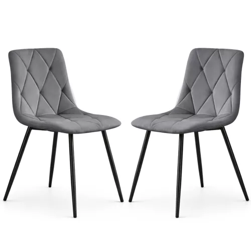 AKORD MILO Kárpitozott Szék Welur Sötét Grafit Fekete Lábakkal 2 db