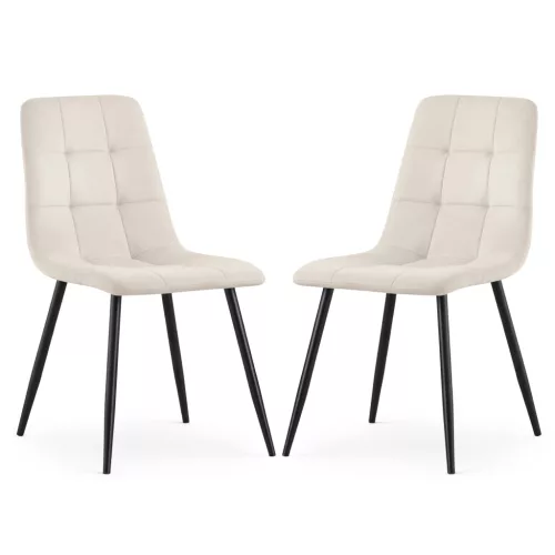AKORD NERO kárpitozott étkezőszék welúr bézs pikírozott fekete lábakkal 2 db