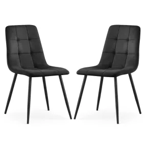AKORD NERO Étkezőszék Welúr Fekete Kárpitozott Steppelt
