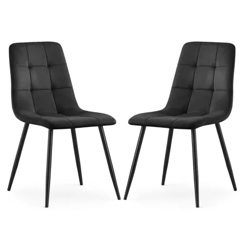 AKORD NERO Étkezőszék Welúr Fekete Kárpitozott Steppelt