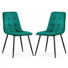   AKORD NERO Étkezőszék Welur Palackzöld Fekete Lábakkal 2 db