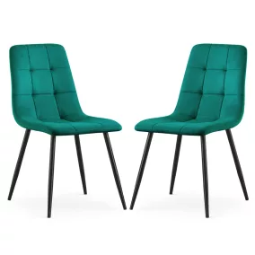   AKORD NERO Étkezőszék Welur Palackzöld Fekete Lábakkal 2 db