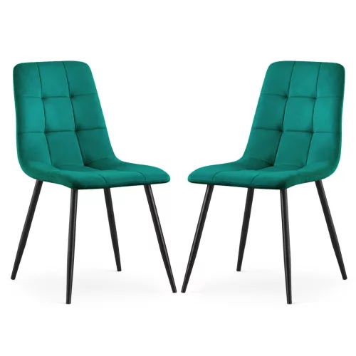 AKORD NERO Étkezőszék Welur Palackzöld Fekete Lábakkal 2 db