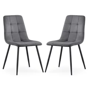   AKORD NERO Étkezőszék Welúr Sötétszürke Fekete Lábakkal 2 db