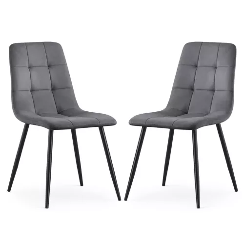 AKORD NERO Étkezőszék Welúr Sötétszürke Fekete Lábakkal 2 db