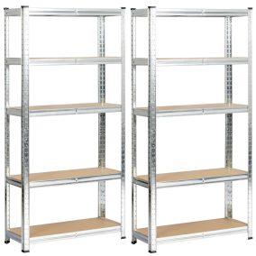   Fancy Garden Garázs Fém Polcrendszer Ezüst 70x30x154 MDF Polcokkal