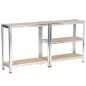   Fancy Garden Garázs Fém Polcrendszer Ezüst 70x30x154 MDF Polcokkal