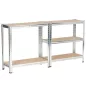   Fancy Garden Garázs Fém Polcrendszer Ezüst 70x30x154 MDF Polcokkal