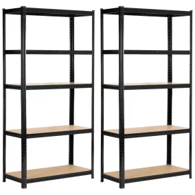 Fancy Garden Garázs Fém Polcrendszer Acél/MDF Fekete 175kg Teherbírás