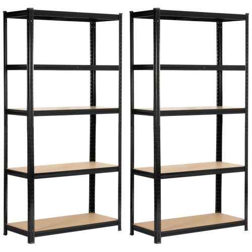 Fancy Garden Garázs Fém Polcrendszer Acél/MDF Fekete 175kg Teherbírás