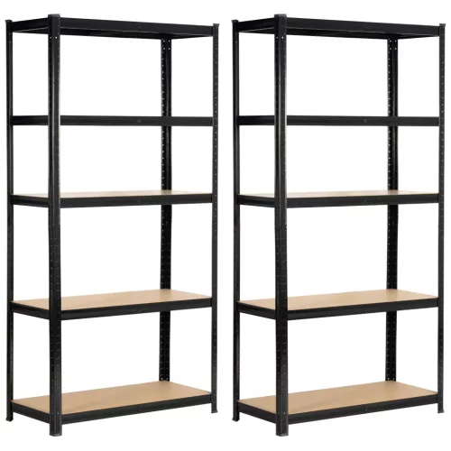 Fancy Garden Garázs Fém Polcrendszer Acél/MDF Fekete 175kg Teherbírás