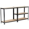 Fancy Garden Garázs Fém Polcrendszer Acél/MDF Fekete 175kg Teherbírás