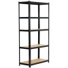 Fancy Garden Garázs Fém Polcrendszer Acél/MDF Fekete 175kg Teherbírás