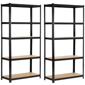 Fancy Garden Garázs Fém Polcrendszer Fekete 5-Polcos