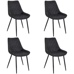  AKORD SJ.0488 Bársony Étkezőszék Fekete Steppelt 4 darabos szett