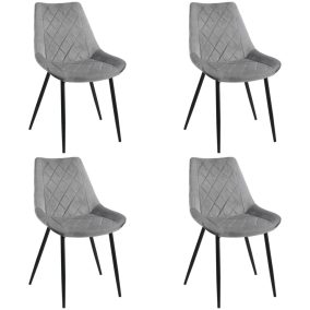   AKORD SJ.0488 Bársony Étkezőszék Szürke Steppelt 4 darabos szett