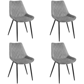   AKORD SJ.0488 Bársony Étkezőszék Szürke Steppelt 4 darabos szett