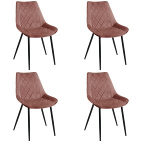   AKORD SJ.0488 Bársony Étkezőszék Rózsaszín Steppelt 4 darabos