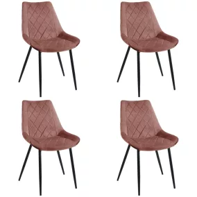   AKORD SJ.0488 Bársony Étkezőszék Rózsaszín Steppelt 4 darabos