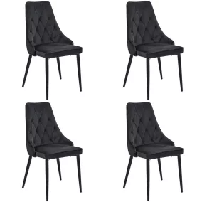   AKORD SJ.054 Glamour Bársony Étkezőszék Fekete Steppelt 4 darabos