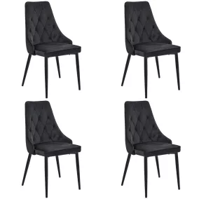   AKORD SJ.054 Glamour Bársony Étkezőszék Fekete Steppelt 4 darabos