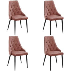 AKORD SJ.054 Glamour Bársony Étkezőszék Rózsaszín Steppelt