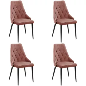 AKORD SJ.054 Glamour Bársony Étkezőszék Rózsaszín Steppelt