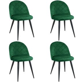   AKORD SJ.077 Bársony Étkezőszék Palackzöld Steppelt 4 darabos szett