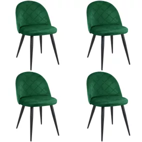   AKORD SJ.077 Bársony Étkezőszék Palackzöld Steppelt 4 darabos szett