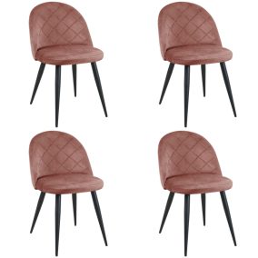   AKORD SJ.077 Bársony Étkezőszék Rózsaszín Steppelt 4 darabos