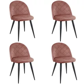   AKORD SJ.077 Bársony Étkezőszék Rózsaszín Steppelt 4 darabos
