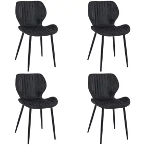   AKORD SJ.17 Bársony Étkezőszék Fekete Steppelt 4 darabos szett