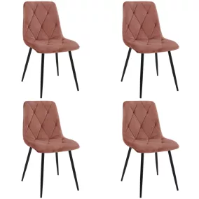  AKORD SJ.3 Bársony Étkezőszék Púderrózsaszín Steppelt 4 darabos szett