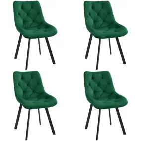  AKORD SJ.33 Bársony Étkezőszék Palackzöld Steppelt 4 darabos szett