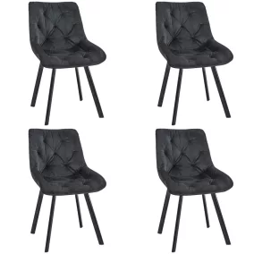  AKORD SJ.33 Bársony Étkezőszék Fekete Steppelt 4 darabos szett