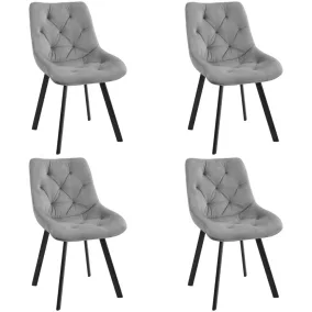   AKORD SJ.33 Bársony Étkezőszék Szürke Steppelt 4 darabos szett