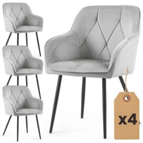   AKORD Furniture Factory DIAMANTE kárpitozott szék welúr szürke fekete lábakkal 4 db-os szett