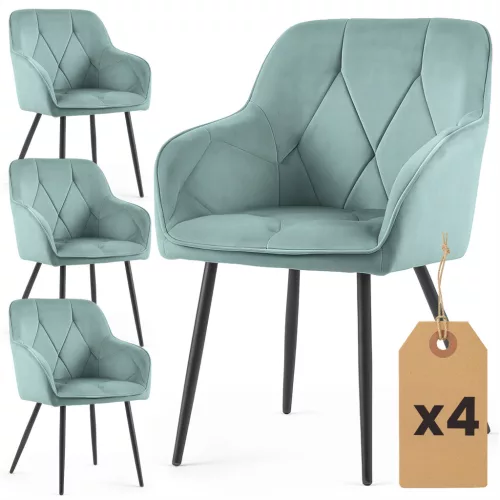 AKORD DIAMANTE kárpitozott szék welúr türkiz fekete lábakkal