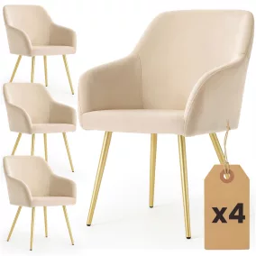 AKORD Furniture Factory ESTELLE Tapicerowane Krzesło Welur Bézs Arany Lábakkal