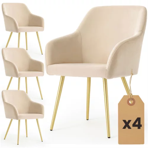 AKORD Furniture Factory ESTELLE Tapicerowane Krzesło Welur Bézs Arany Lábakkal
