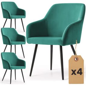   AKORD Furniture Factory ESTELLE Tapicerowane Szék Welur Palackzöld Fekete Lábakkal