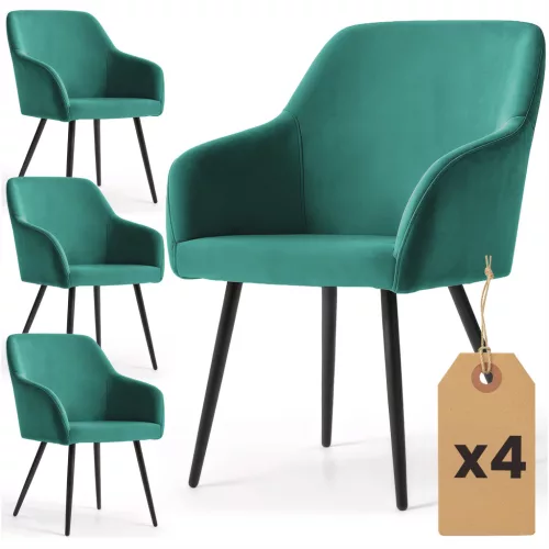 AKORD Furniture Factory ESTELLE Tapicerowane Szék Welur Palackzöld Fekete Lábakkal