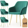 AKORD Furniture Factory ESTELLE tapicerowane szék welur butelkowa zielony arany lábakkal