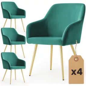AKORD Furniture Factory ESTELLE tapicerowane szék welur butelkowa zielony arany lábakkal