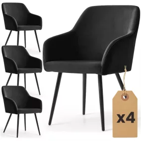   AKORD Furniture Factory ESTELLE kárpitozott szék welúr fekete fekete lábakkal 4 db-os szett