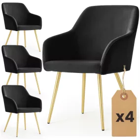   AKORD Furniture Factory ESTELLE Étkezőszék Welúr Fekete Arany Lábakkal 4 db