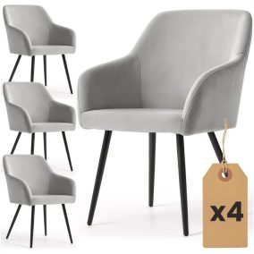   AKORD ESTELLE kárpitozott szék welur szürke fekete lábakkal 4 db-os szett