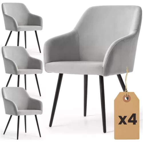 AKORD ESTELLE kárpitozott szék welur szürke fekete lábakkal 4 db-os szett